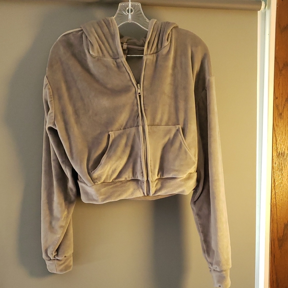Skims M Hoodie Velvet Velour Kacket With Pockets